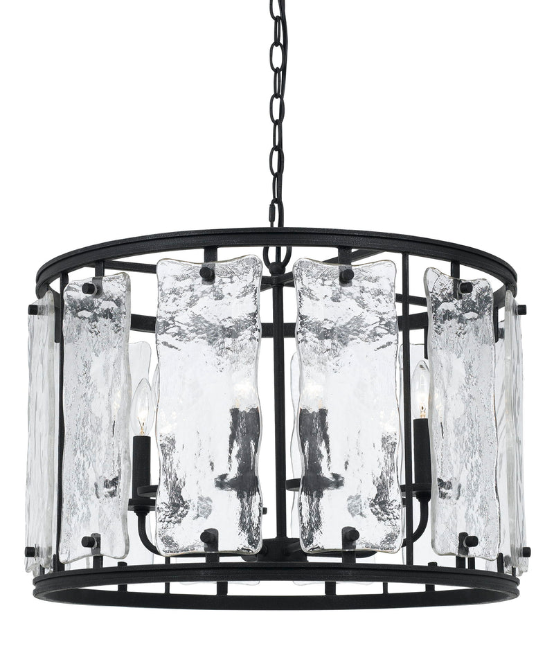 60W x 6 Everetteglass Chandelier - Black