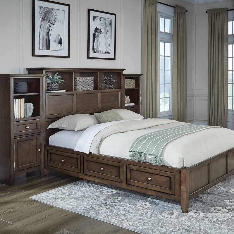 McKenzie - Queen Classic Bookcase Storage Bed - Java