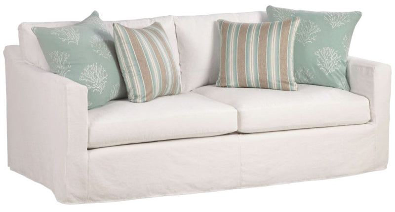 Nan Four Seasons Reese Customizable Two Seat Slipcovered Fabric Sofa – angled view
