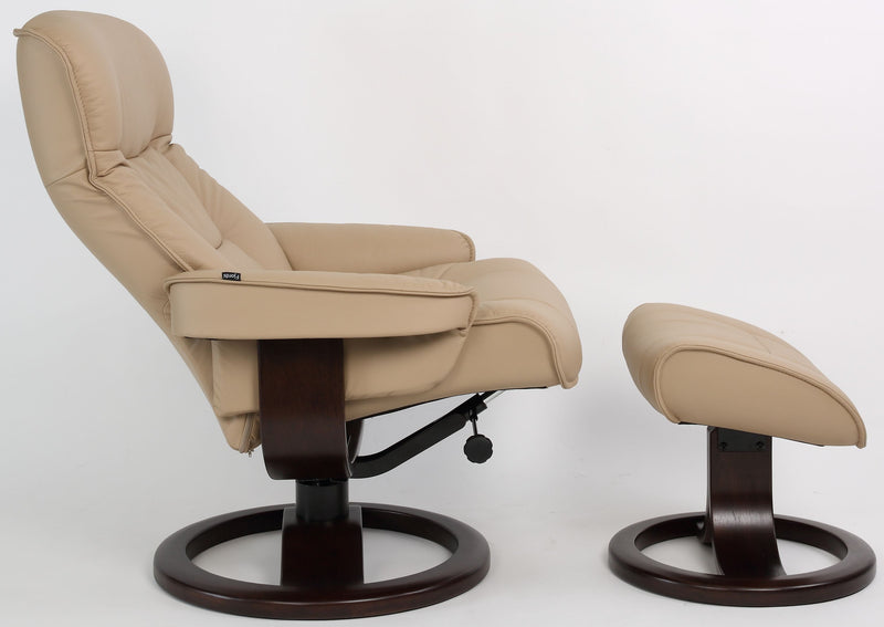 Fjords Bergen R Sandel Leather Large Recliner and Ottoman