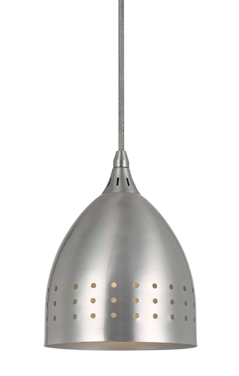 8.6" Height Glass and Metal Pendant With Brushed Steel Cord