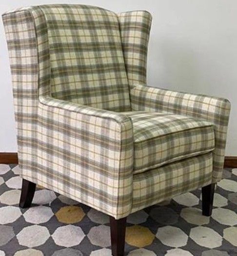Nan Jofran Taylor Multi Plaid Fabric Upholstered Accent Chair With Removable Cushions by Jofran Inc.