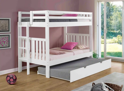 Nan Cambridge Solid Pine White Twin Bunk Bed With Ladder by Innovations