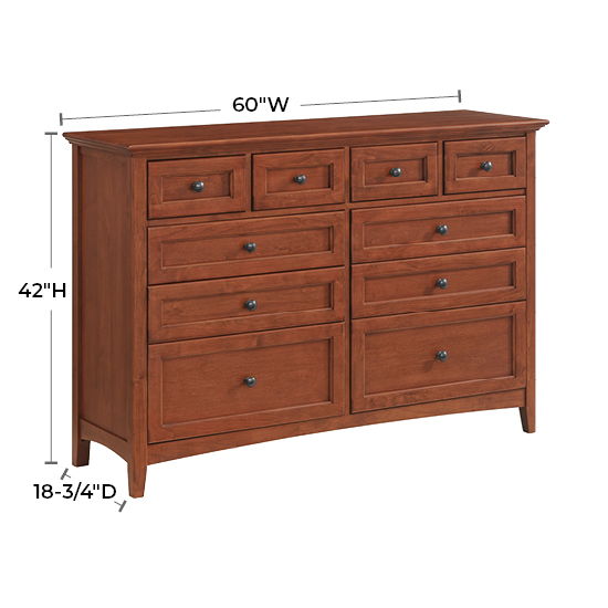 McKenzie - 10-Drawer Dresser - Glazed Antique Cherry