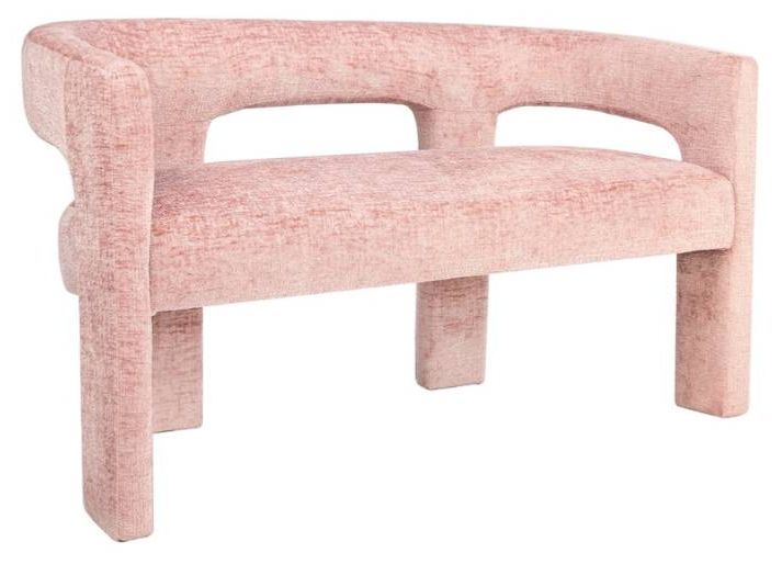 Nan Jofran Urban Archive Gwen Pink Upholstered Dining Bench With Back by Jofran Inc.