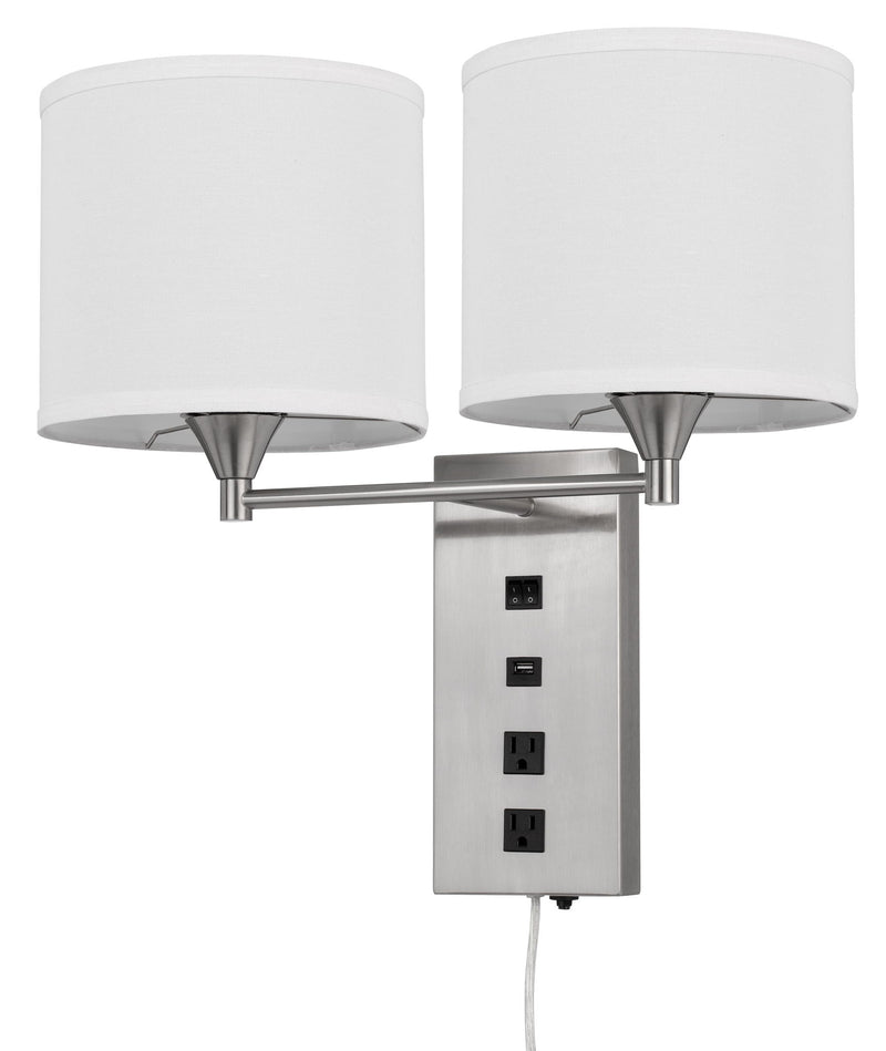 Reedsport - 19" Height Wall Lamp - Brushed Steel & White