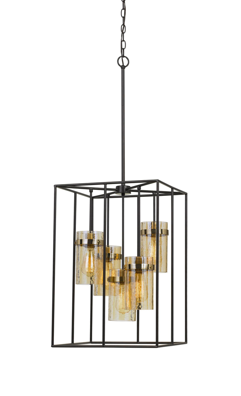 Cremona - 39.75" Height Metal Pendant With Glass Shades - Black & Antique Brass