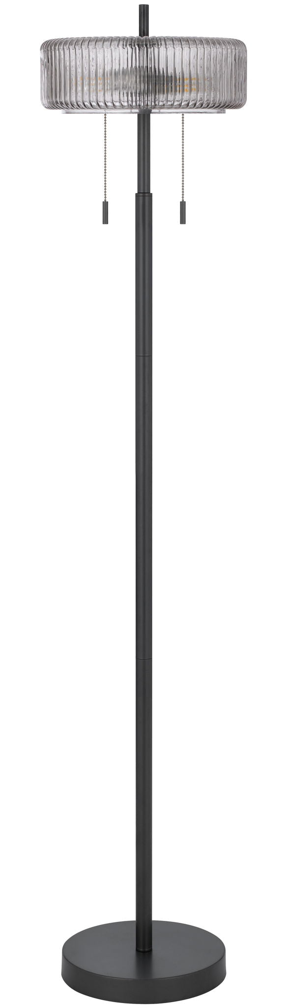 Mirza - Metal Floor Lamp - Charcoal Gray With Smoky Glass Shade