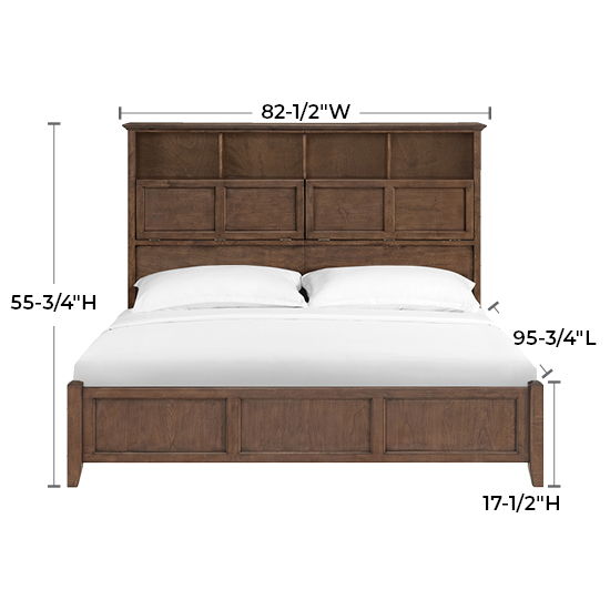McKenzie - King Classic Bookcase Storage Bed - Java