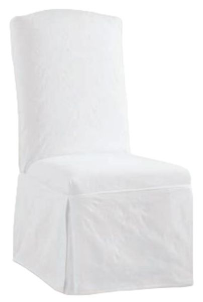 Armless Chairs Four Seasons Customizable Tall Box Pleat Slipcovered Parsons Side Chair