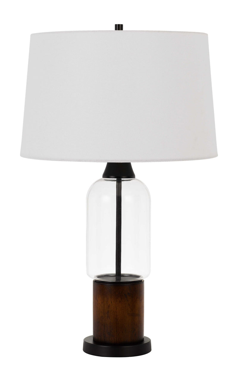Bron - 30" Height Glass and Pinewood Table Lamp - Wood
