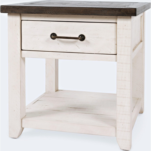 Nan Jofran Madison County Reclaimed Pine Vintage White End Table by Jofran Inc.
