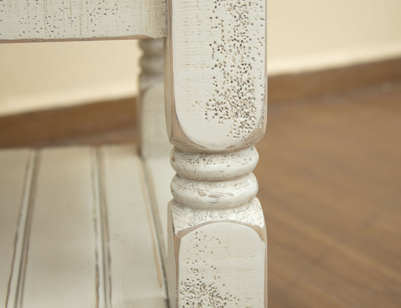 Stone - Chairside Table With 1 Door - Antiqued Ivory / Weathered Gray