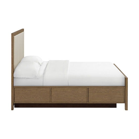 Bailey - Queen Upholstered Panel Storage Bed - Nutmeg / Beige