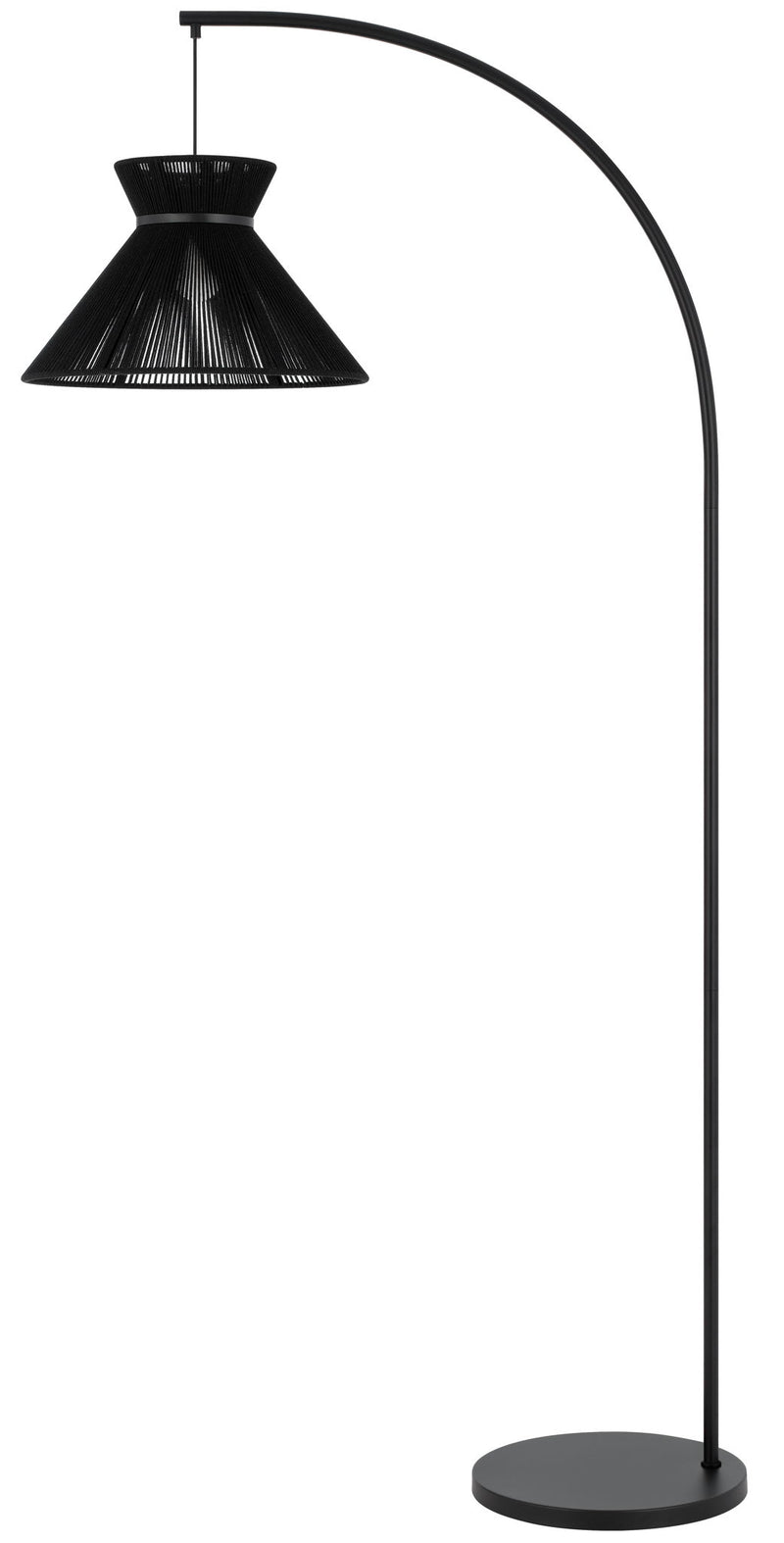 Kahoa - Metal Arc Lamp - Black With Black String Shade