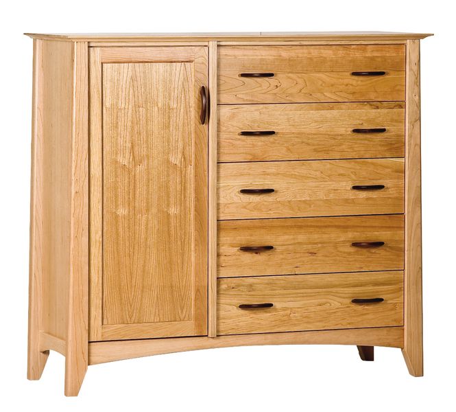 Chest Woodforms Solid Cherry Willow Gent'S Chest With Five Drawers And Shelves – angled view