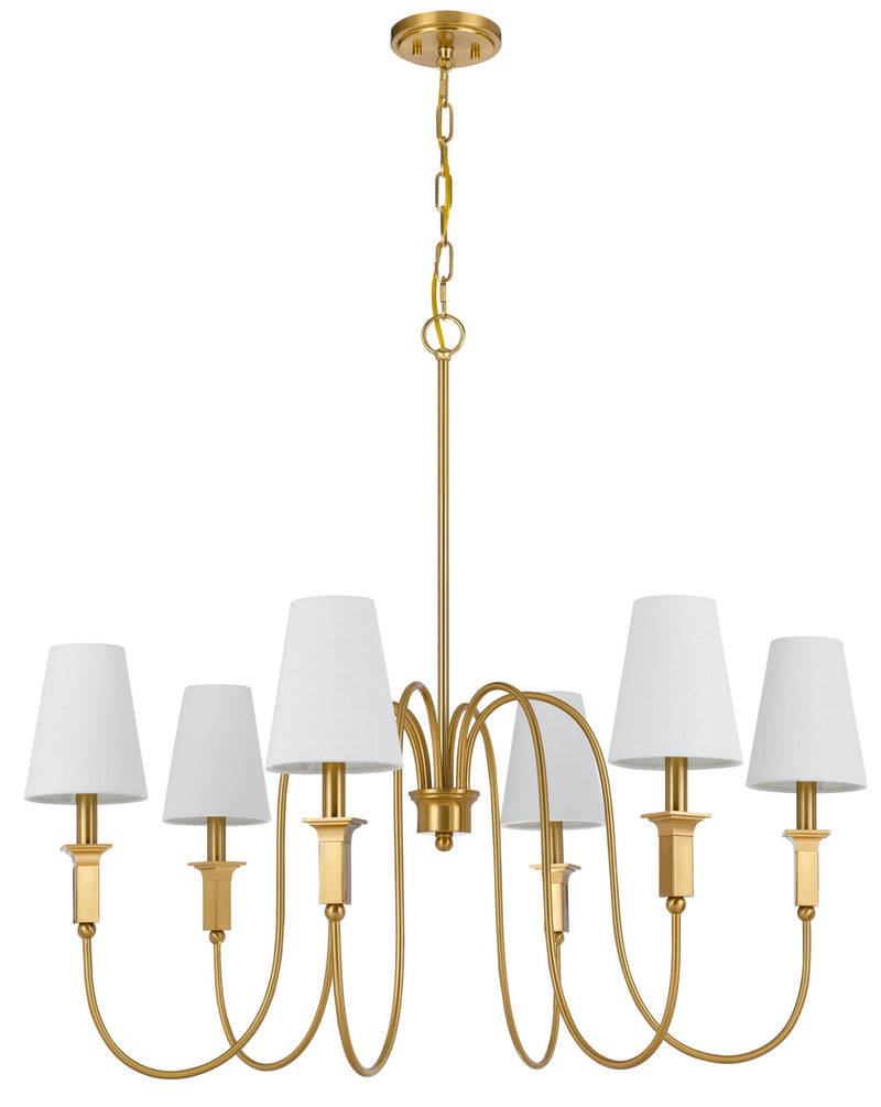 Baronne - Metal Chandelier - Antique Brass With White Shades