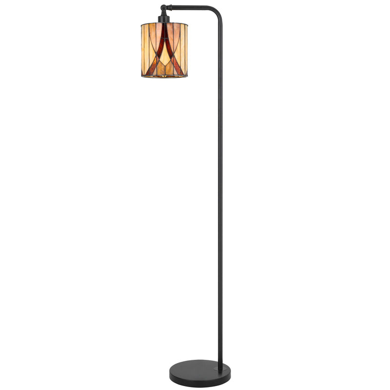 Fiorella - Metal Floor Lamp With Tiffany Shade - Black