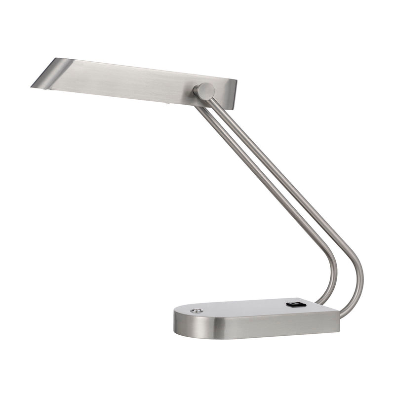 Vector - 14.75" Height Metal Desk Lamp - Brushed Steel