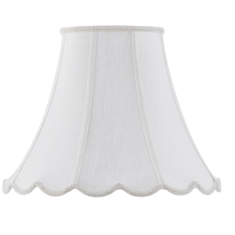 Piped Scallop Bell - 12.75" Height Fabric Shade - White