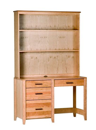 Desk Woodforms Luna Solid American Black Cherry Desk With Storage Hutch