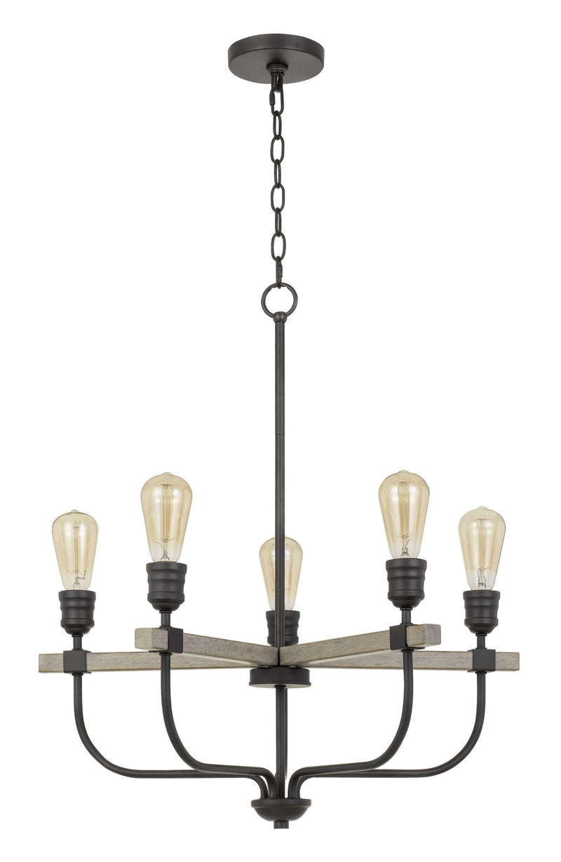 Sion - Chandelier - Natural Wood & Iron