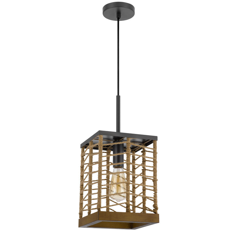 Winfall - 1 Light 18" Height Metal Pendant - Burlap / Black