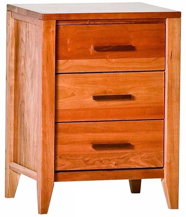 Nightstand Woodforms Luna American Black Cherry 3 Drawer Modern Nightstand