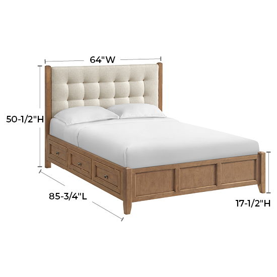 McKenzie - Queen Upholstered Panel Storage Bed - Pecan