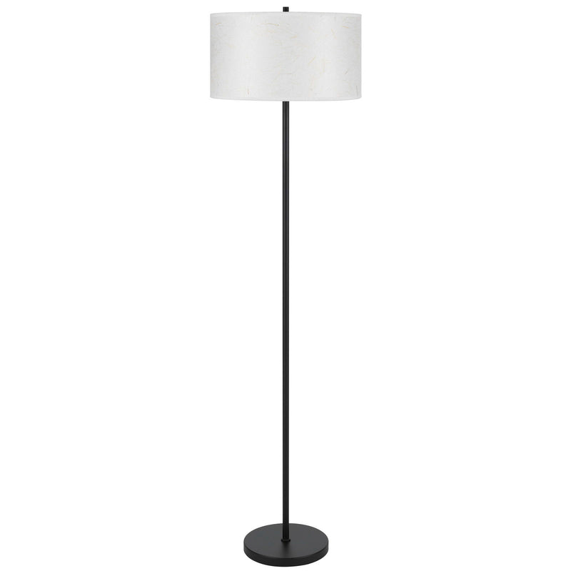 Octavia - Metal Floor Lamp With Drum Shade - Black / White