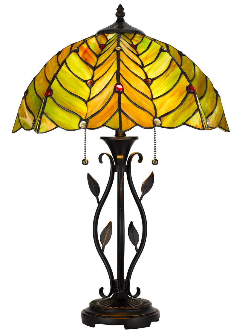Lacay - Resin Table Lamp - Bronze With Tiffany Glass Shade