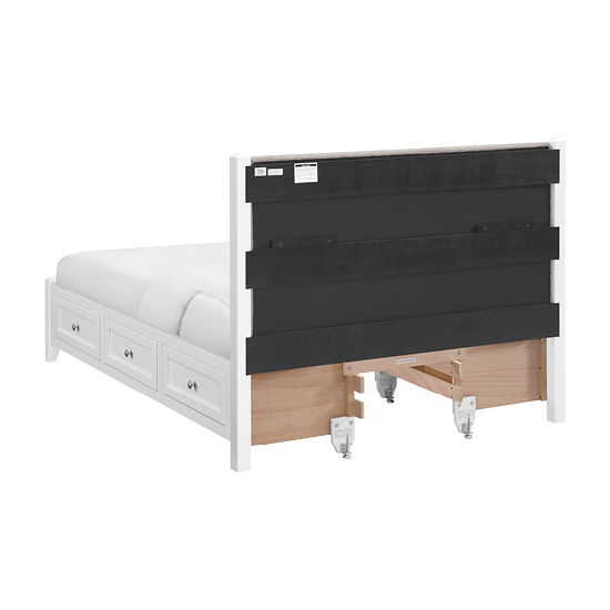 McKenzie - Queen Upholstered Panel Storage Bed - Snowbound