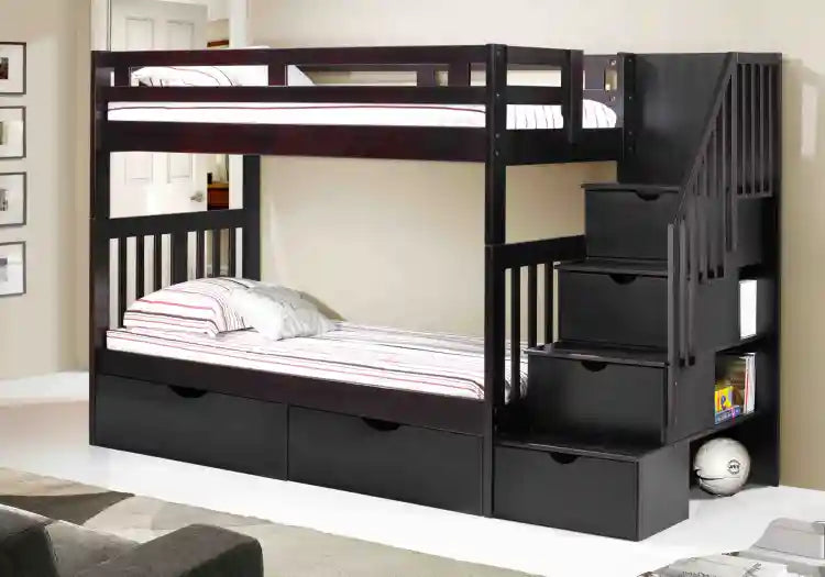 Naples Twin over Twin Bunk Bed Espresso Finish